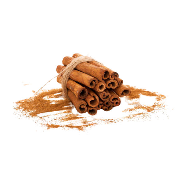 Bundles of cinnamon sticks tied together with a rough, brown twine